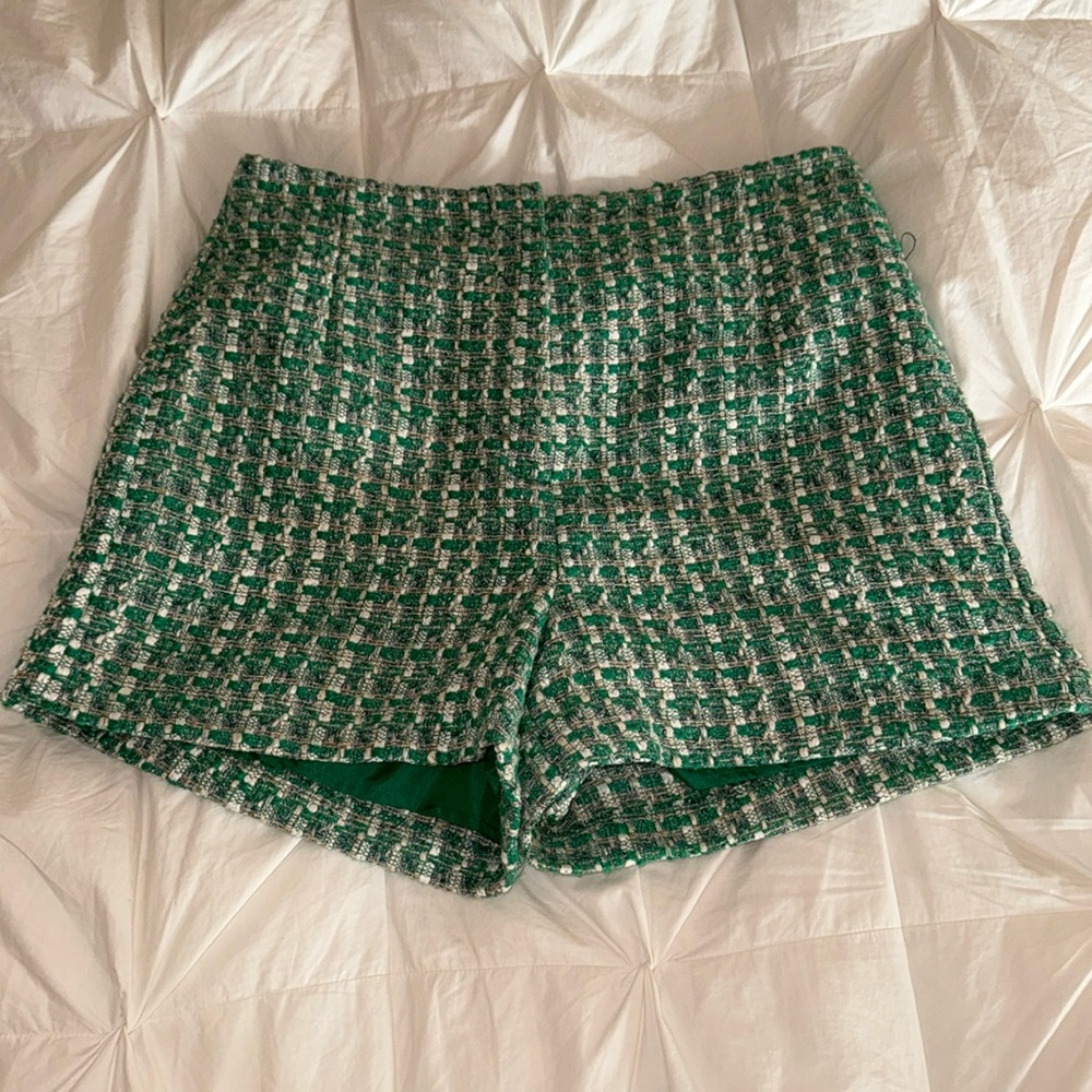 High waisted tweed shorts